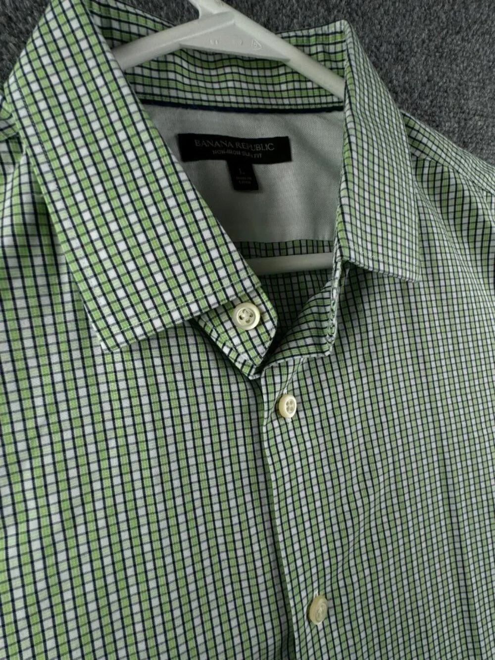 Banana Republic Shirt Men Green Long Sleeve Button Up Slim Fit Non Iron Cotton